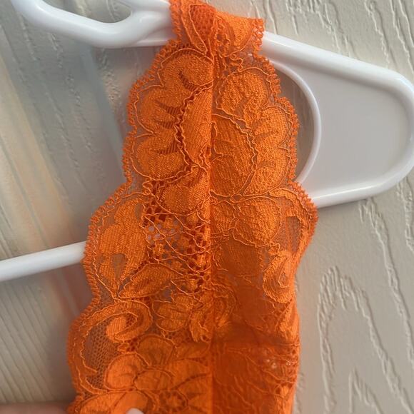 We are HAH 'Comin' in Haht' Orange Deep V Neck Lace Bodysuit NWT - Picture 9 of 11